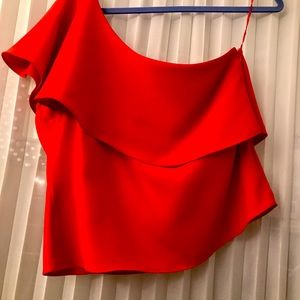 Sassy  Cherry Red One Shoulder